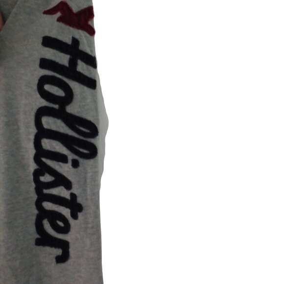 Hollister Henley Shirt Mens Large Gray Quarter Button Up Cotton Arm Spellout Y2K - Picture 3 of 7